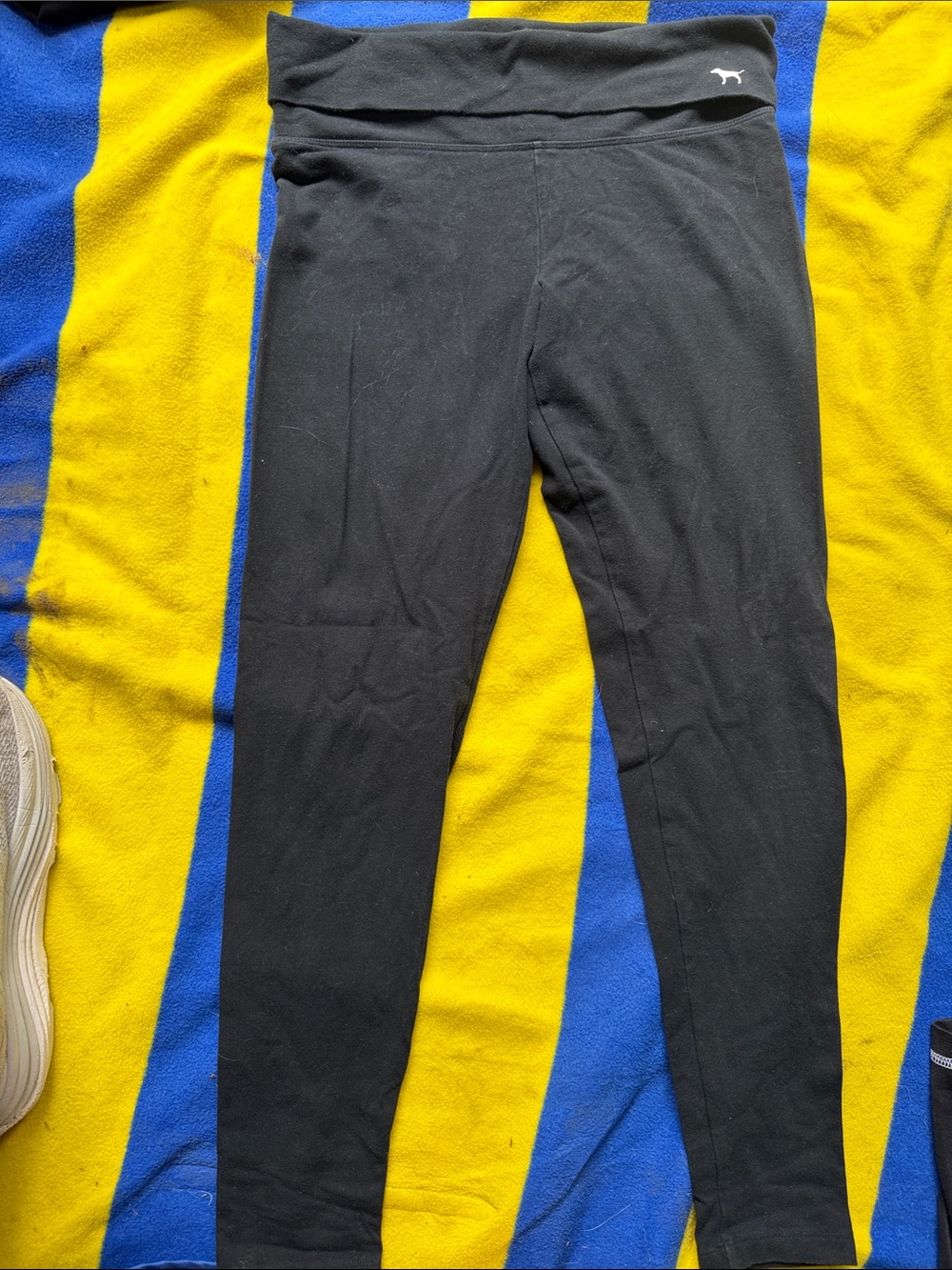 PINK Victoria's Secret Black Fold-Over Waist Leggings